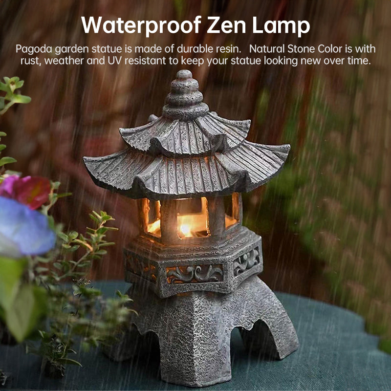 Solar-Powered Zen Garden Decor: Pagoda Lanterns & Statues