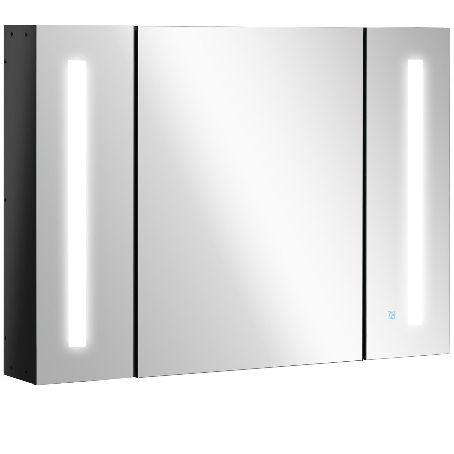 LED Bathroom Cabinet with Mirror, Wall Mounted Dimmable Storage Organiser with 3 Mirrored Doors and Adjustable Shelves-0