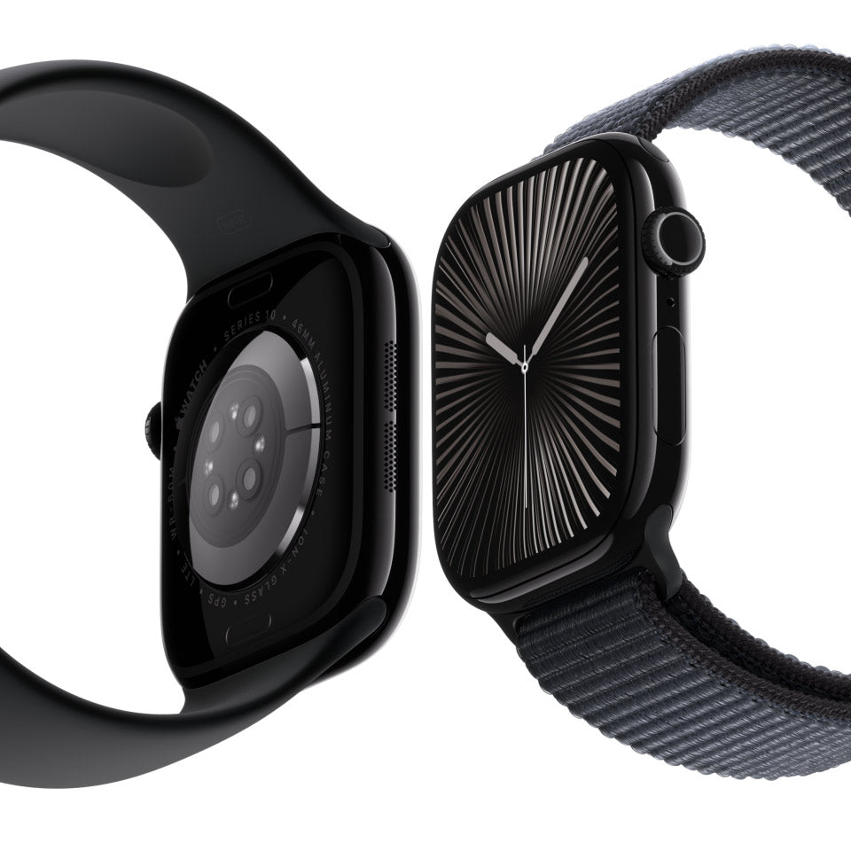 Apple Watch Series 10 GPS 42 mm Smartwatch with Jet Black Aluminium Case with Black Sport Band - S/M. Fitness Tracker, ECG App, Always-On Retina Display, Water Resistant