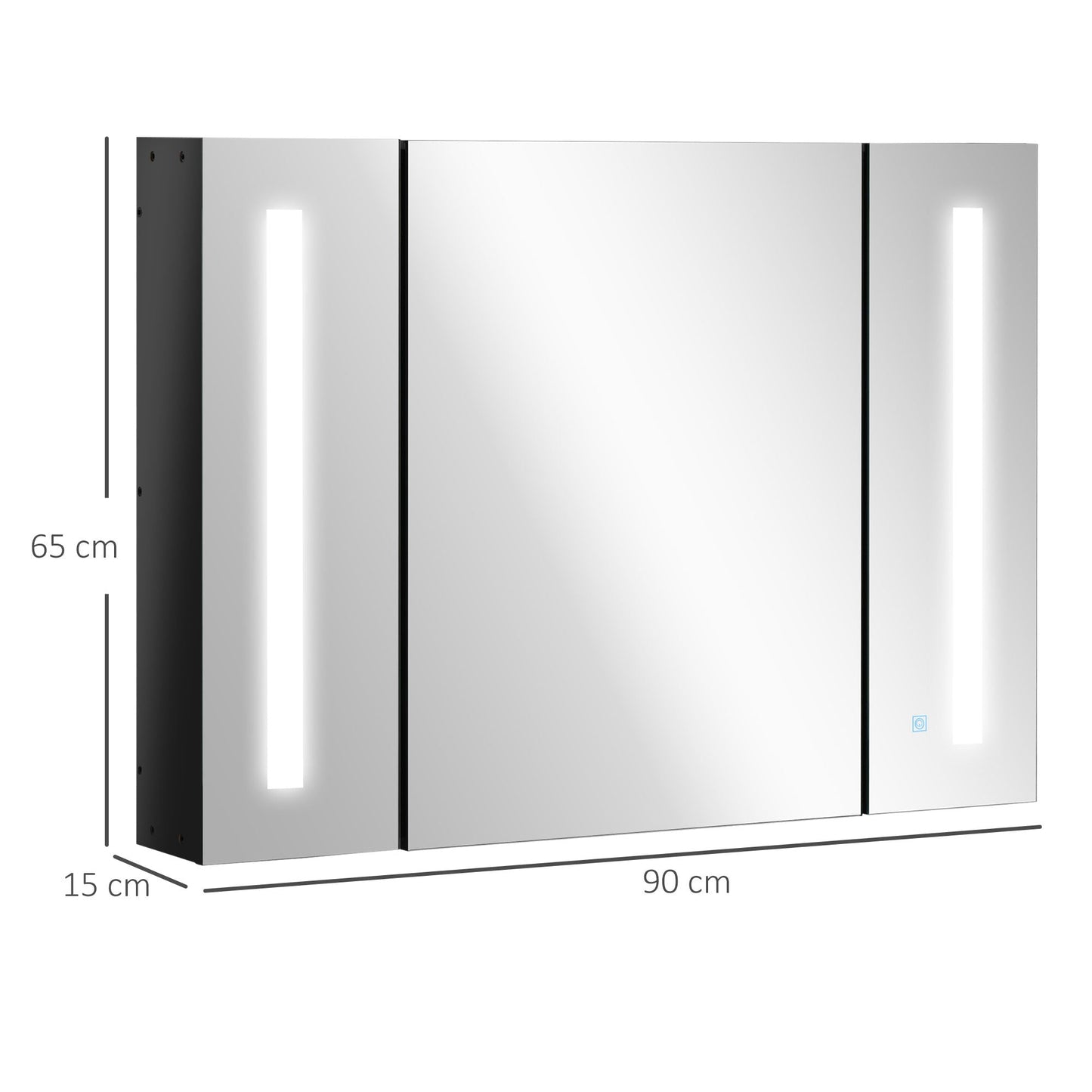 LED Bathroom Cabinet with Mirror, Wall Mounted Dimmable Storage Organiser with 3 Mirrored Doors and Adjustable Shelves-2