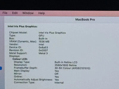 Pre-owned Apple MacBook Pro A2251 Intel Core i7 2.3GHz 13" 2020 512GB SSD 32GB RAM Silver