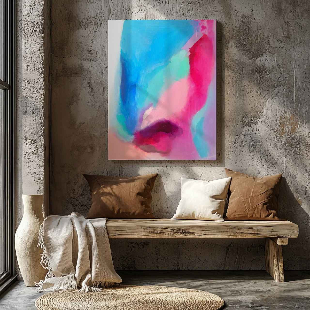 Abstract Bright Spring Watercolour - Framed Canvas Wall Art Print-2