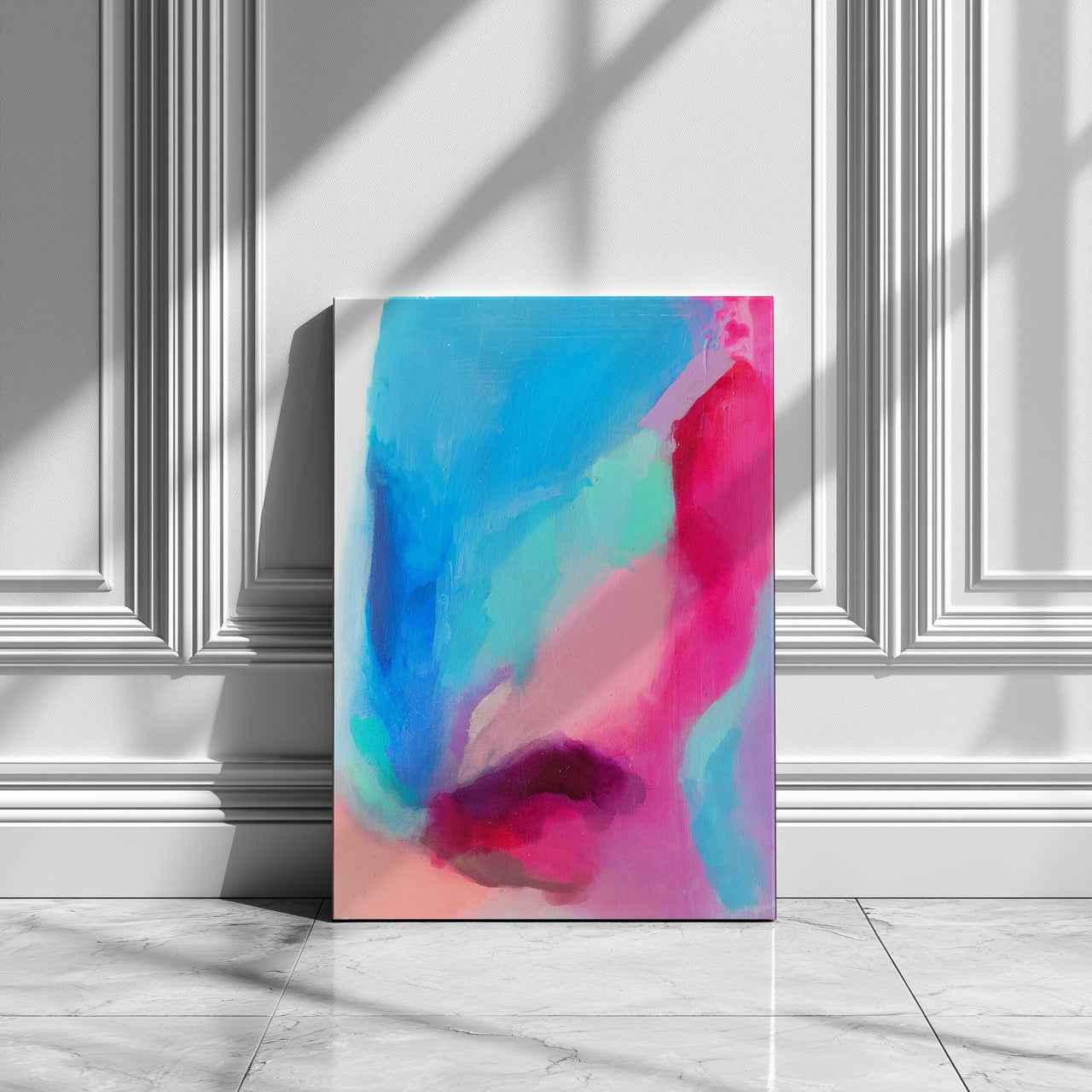 Abstract Bright Spring Watercolour - Framed Canvas Wall Art Print-3